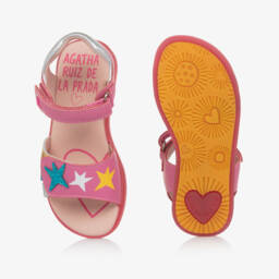 Agatha Ruiz de la Prada-صنادل بناتي وردية معدنية بنجوم | Childrensalon Outlet
