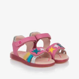 Agatha Ruiz de la Prada-صنادل بناتي وردية معدنية بنجوم | Childrensalon Outlet