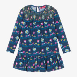 Agatha Ruiz de la Prada-Girls Navy Floral Cotton Dress | Childrensalon Outlet