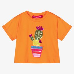 Agatha Ruiz de la Prada-Girls Orange Cotton T-Shirt | Childrensalon Outlet
