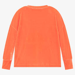 Agatha Ruiz de la Prada-Оранжевый велюровый свитшот с единорогом из пайеток | Childrensalon Outlet