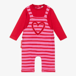 Agatha Ruiz de la Prada-Girls Pink and Red Striped Babygrow | Childrensalon Outlet