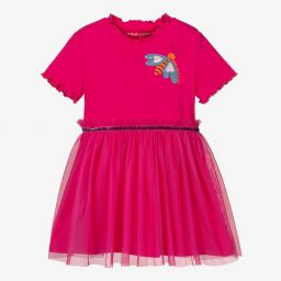 Agatha Ruiz de la Prada-فستان قطن جيرسي لون زهري فاقع | Childrensalon Outlet
