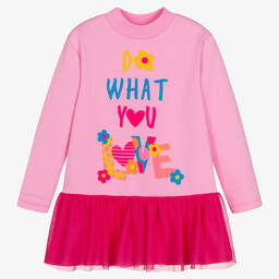 Agatha Ruiz de la Prada-Girls Pink Cotton Jersey Dress | Childrensalon Outlet