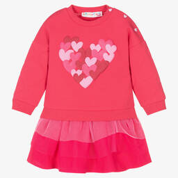Agatha Ruiz de la Prada-Girls Pink Cotton & Tulle Hearts Skirt Set | Childrensalon Outlet
