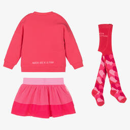 Agatha Ruiz de la Prada-Girls Pink Cotton & Tulle Hearts Skirt Set | Childrensalon Outlet
