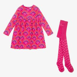Agatha Ruiz de la Prada-طقم فستان وكولون قطن لون زهري فيوشيا | Childrensalon Outlet