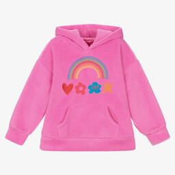 Agatha Ruiz de la Prada-Girls Pink Fleece Rainbow Hoodie | Childrensalon Outlet