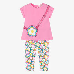 Agatha Ruiz de la Prada-Girls Pink Floral Cotton Leggings Set | Childrensalon Outlet