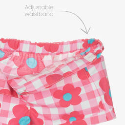 Agatha Ruiz de la Prada-طقم شورت قطن لون أبيض وزهري بطبعة ورود للبنات | Childrensalon Outlet