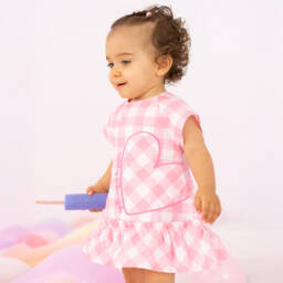 Agatha Ruiz de la Prada-Girls Pink Gingham Heart Dress | Childrensalon Outlet