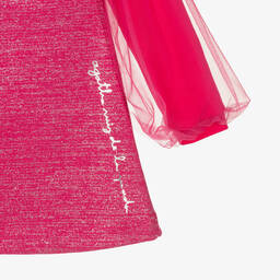 Agatha Ruiz de la Prada-Розовое платье из хлопка и тюля с блестками | Childrensalon Outlet