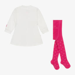 اجاثا رويز دي لا برادا-طقم فستان بطبعة قلوب لون زهري وأبيض | Childrensalon Outlet