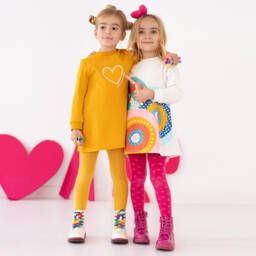 اجاثا رويز دي لا برادا-طقم فستان بطبعة قلوب لون زهري وأبيض | Childrensalon Outlet