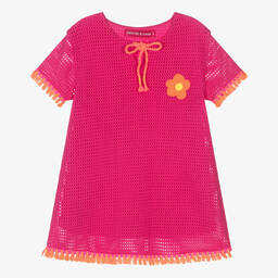 Agatha Ruiz de la Prada-Girls Pink Mesh Knit Cotton Beach Dress | Childrensalon Outlet