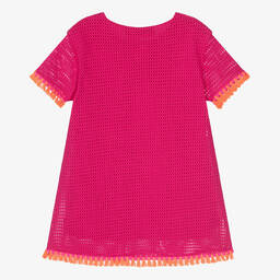 Agatha Ruiz de la Prada-Girls Pink Mesh Knit Cotton Beach Dress | Childrensalon Outlet