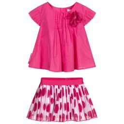 Agatha Ruiz de la Prada-Girls Pink Pleated Skirt Set | Childrensalon Outlet