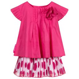 Agatha Ruiz de la Prada-Girls Pink Pleated Skirt Set | Childrensalon Outlet