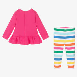 Agatha Ruiz de la Prada-Girls Pink Rainbow Stripe Leggings Set | Childrensalon Outlet
