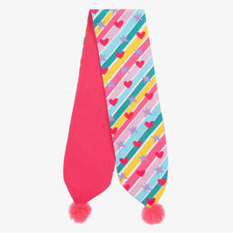 Agatha Ruiz de la Prada-Girls Pink Striped Hearts Hat & Scarf Set | Childrensalon Outlet