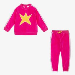 Agatha Ruiz de la Prada-Girls Pink Velour Tracksuit | Childrensalon Outlet