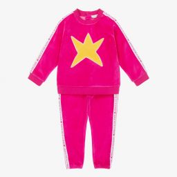 Agatha Ruiz de la Prada-Girls Pink Velour Tracksuit | Childrensalon Outlet