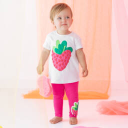 Agatha Ruiz de la Prada-Girls Pink & White Jersey Ensemble | Childrensalon Outlet