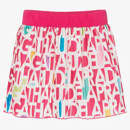 Agatha Ruiz de la Prada-Бело-розовая плиссированная юбка | Childrensalon Outlet