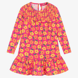 Agatha Ruiz de la Prada-Розовое хлопковое платье в желтый цветочек | Childrensalon Outlet