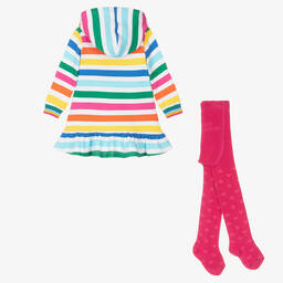 Agatha Ruiz de la Prada-Girls Rainbow Stripe Cotton Dress Set | Childrensalon Outlet