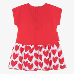 Agatha Ruiz de la Prada-Girls Red Cotton Dress With Heart Print | Childrensalon Outlet