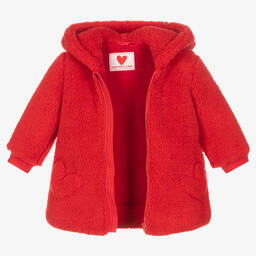 Agatha Ruiz de la Prada-Красное пальто из искусственного меха с капюшоном | Childrensalon Outlet