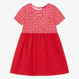 Agatha Ruiz de la Prada-Girls Red & White Cotton Heart Dress | Childrensalon Outlet