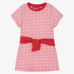 Agatha Ruiz de la Prada-Girls Red & White Cotton T-Shirt Dress with Logo Heart Print | Childrensalon Outlet