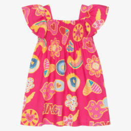 Agatha Ruiz de la Prada-Girls Rosy Patterned Jersey Frock | Childrensalon Outlet