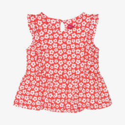 Agatha Ruiz de la Prada-Футболка из хлопка с цветочным узором для девочек в алом цвете | Childrensalon Outlet