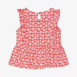 Agatha Ruiz de la Prada-Футболка из хлопка с цветочным узором для девочек в алом цвете | Childrensalon Outlet