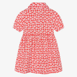 Agatha Ruiz de la Prada-فستان بوبلين قرمزي وعاجي للبنات | Childrensalon Outlet