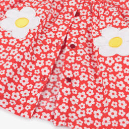 Agatha Ruiz de la Prada-فستان بوبلين قرمزي وعاجي للبنات | Childrensalon Outlet