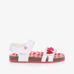 Agatha Ruiz de la Prada-Белые блестящие сандалии с сердечками для девочек | Childrensalon Outlet