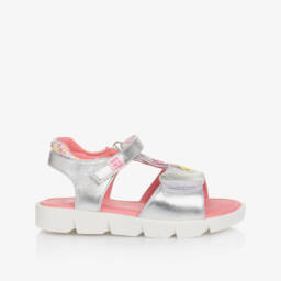 Agatha Ruiz de la Prada-صنادل فضية متألقة للبنات مزينة بالزهور | Childrensalon Outlet