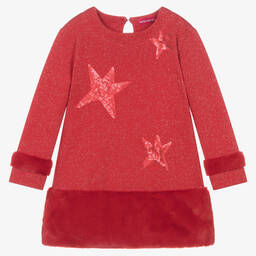 Agatha Ruiz de la Prada-Girls Sparkly Red Plush & Sequin Dress | Childrensalon Outlet