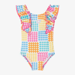 Agatha Ruiz de la Prada-Girls Vibrant Checkered Ruffle Swimsuit | Childrensalon Outlet