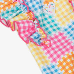Agatha Ruiz de la Prada-Girls Vibrant Checkered Ruffle Swimsuit | Childrensalon Outlet