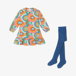 اجاثا رويز دي لا برادا-طقم فستان بنقشة قلوب وقوس قزح لون برتقالي | Childrensalon Outlet