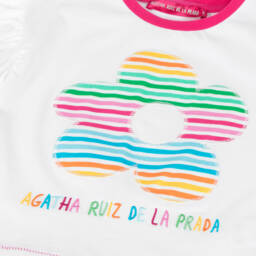 Agatha Ruiz de la Prada-Girls Vibrant Floral White Tee | Childrensalon Outlet