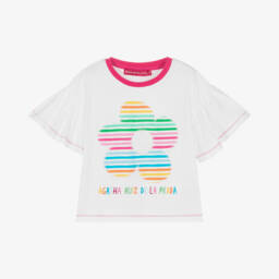 Agatha Ruiz de la Prada-Girls Vibrant Floral White Tee | Childrensalon Outlet