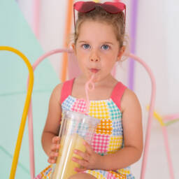 Agatha Ruiz de la Prada-Girls Vibrant Gingham Cotton Frock | Childrensalon Outlet