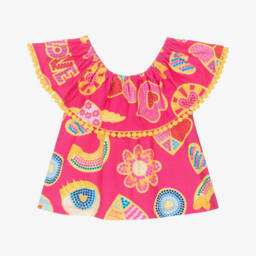 Agatha Ruiz de la Prada-Girls Vibrant Pink Cotton Blouse | Childrensalon Outlet