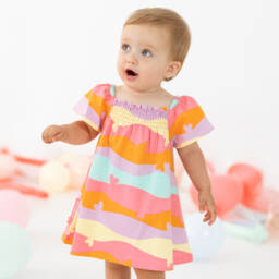Agatha Ruiz de la Prada-Girls Vibrant Swirl Print Cotton Frock | Childrensalon Outlet